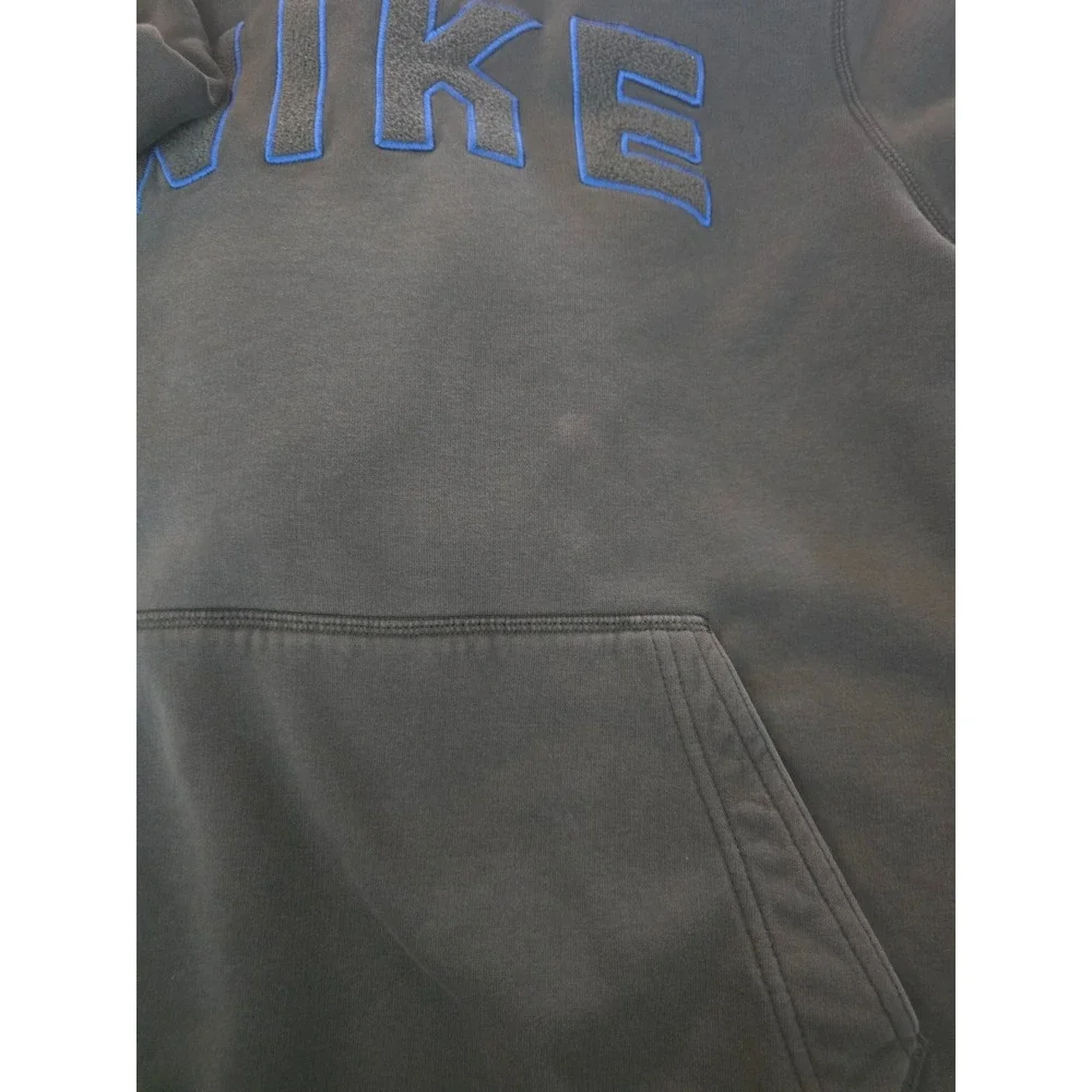 Nike Kids Olive Green Hoodie Pullover Sweatshirt Blue Logo Sportswear Size Large